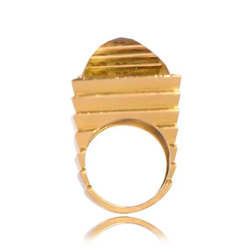 Old European Cut Vintage Citrine Cocktail Ring, 18k Yellow Gold, Circa 1940 For Sale