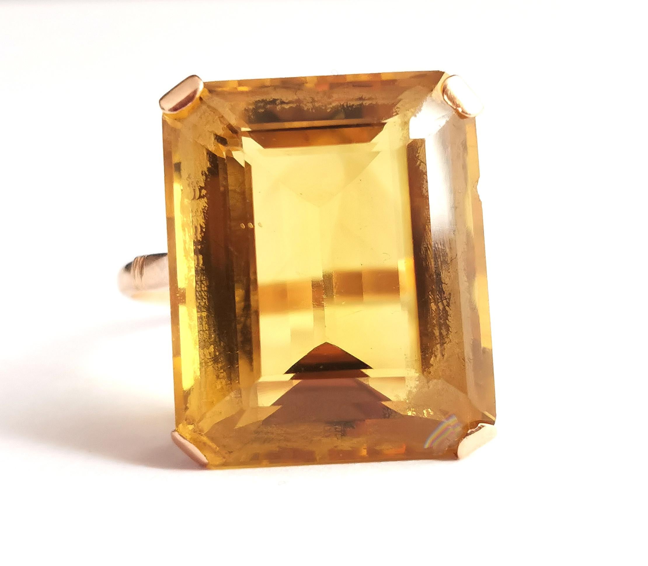 Vintage Citrine Cocktail Ring, Large, 9k Yellow Gold, c1970s 7
