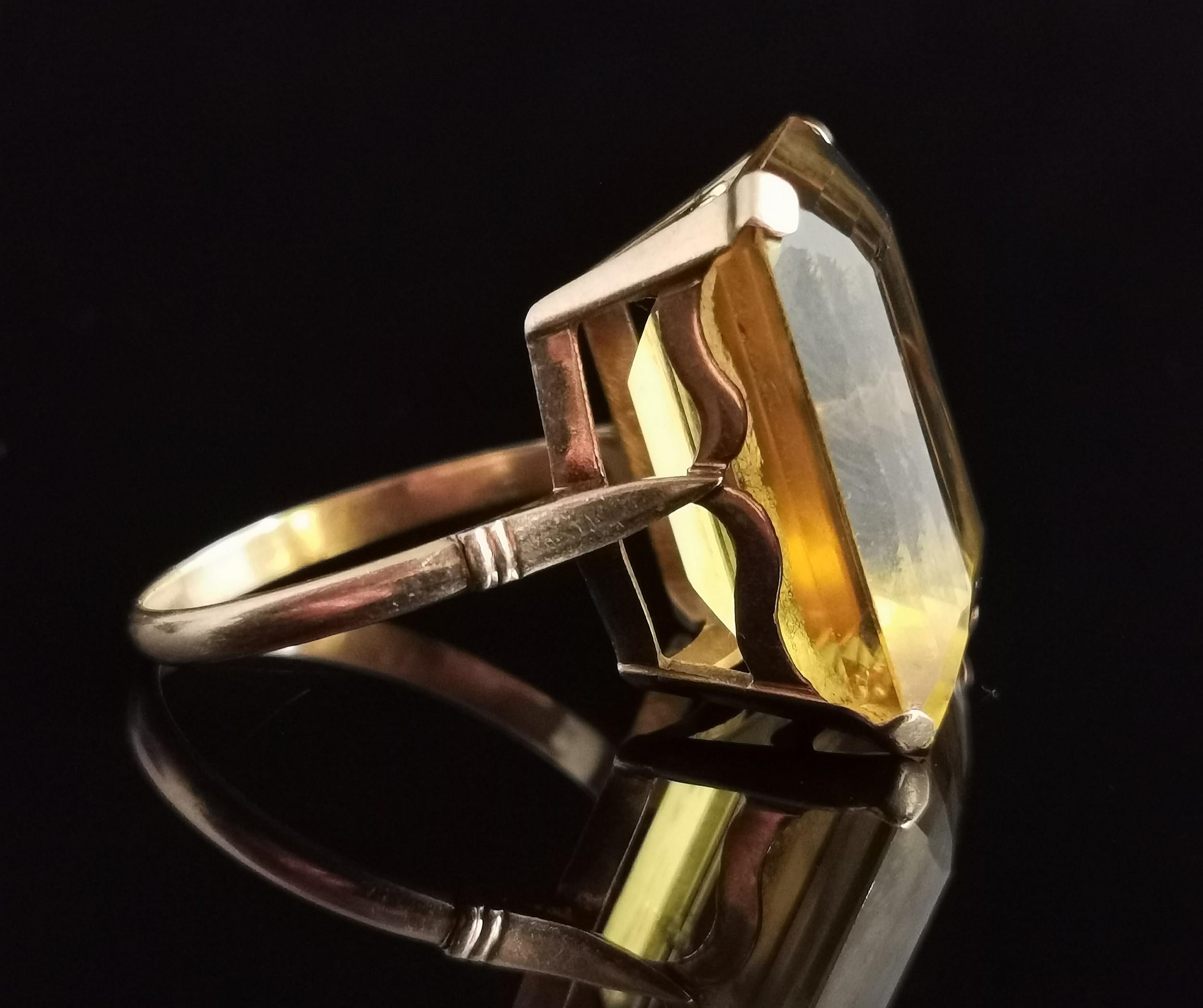 Vintage Citrine Cocktail Ring, Large, 9k Yellow Gold, c1970s 2