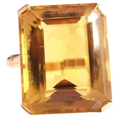 Vintage Citrine Cocktail Ring, Large, 9k Yellow Gold, c1970s