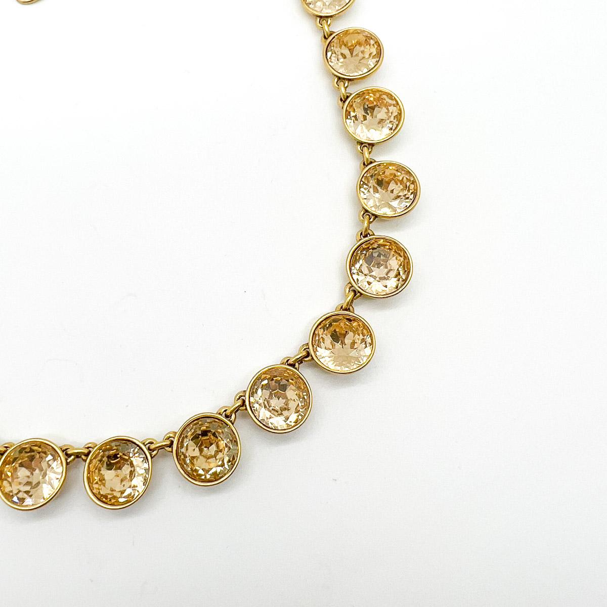 Vintage Citrine Crystal Rivière Necklace 1990s In Good Condition In Wilmslow, GB