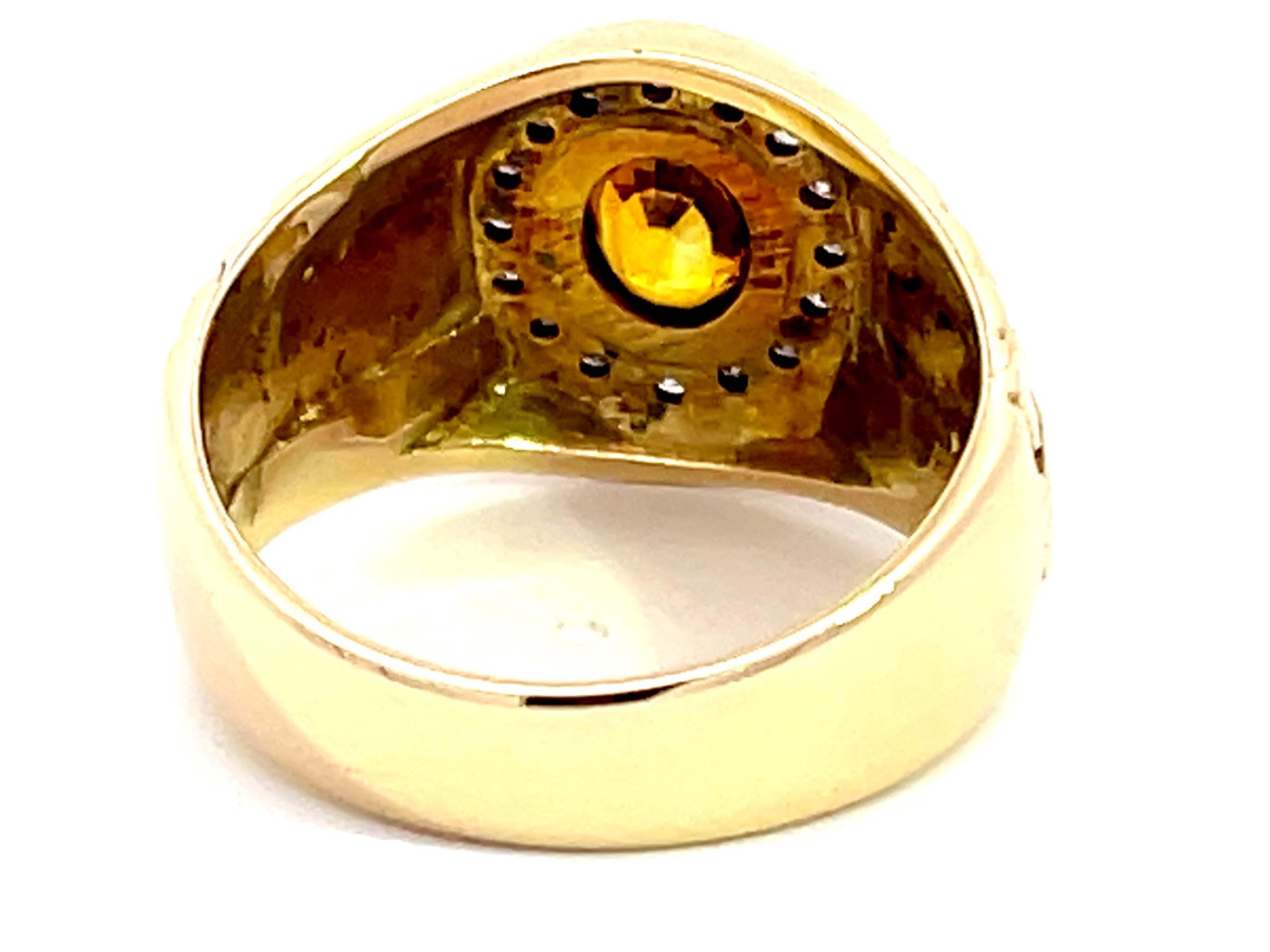Oval Cut Vintage Citrine Diamond Halo Rolex Ring in 14k Yellow Gold For Sale