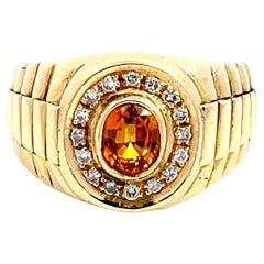Used Citrine Diamond Halo Rolex Ring in 14k Yellow Gold