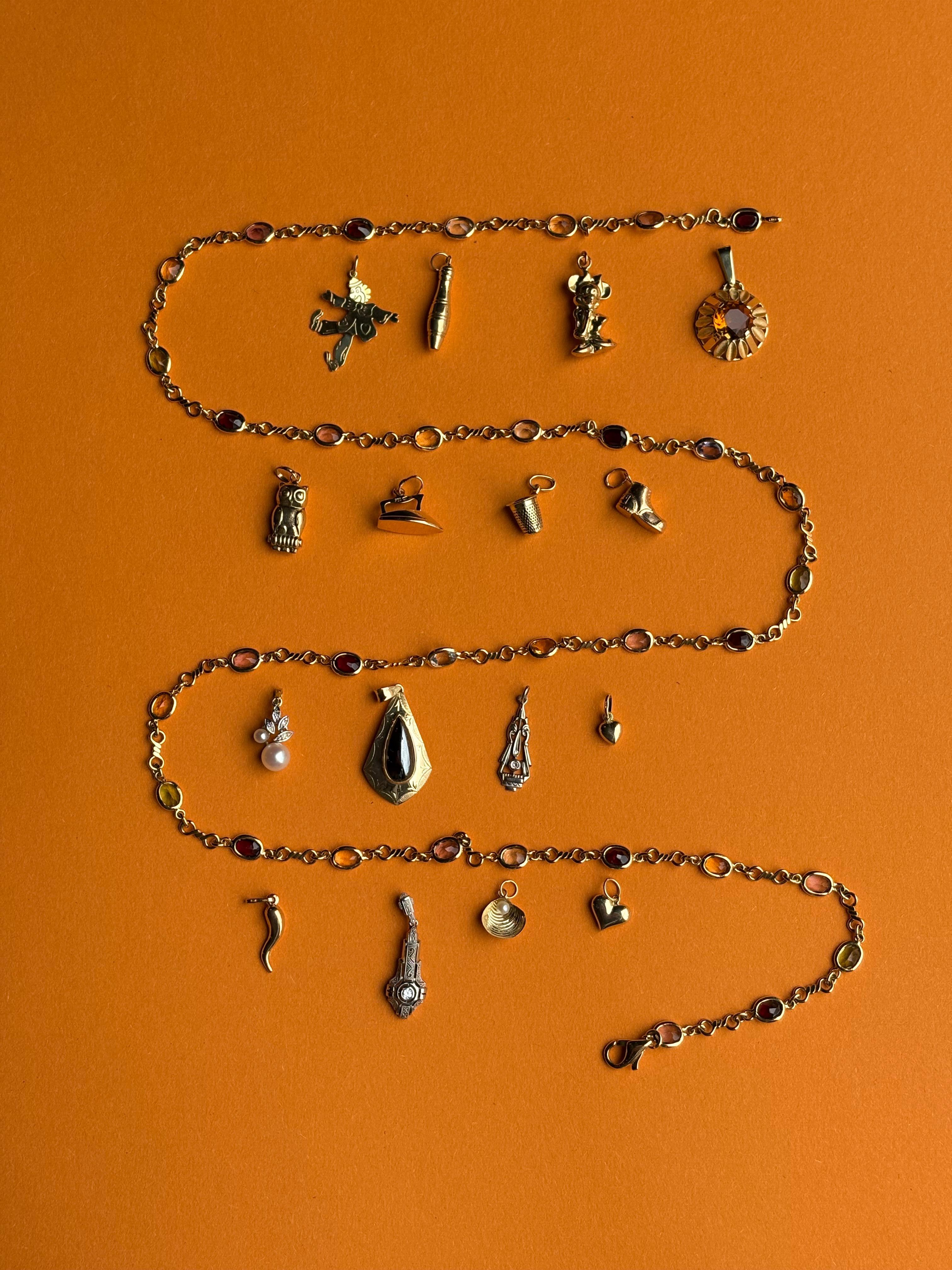 da uomo o donna Gioielli d'epoca con ciondolo floreale in citrino, oro giallo 14K in vendita