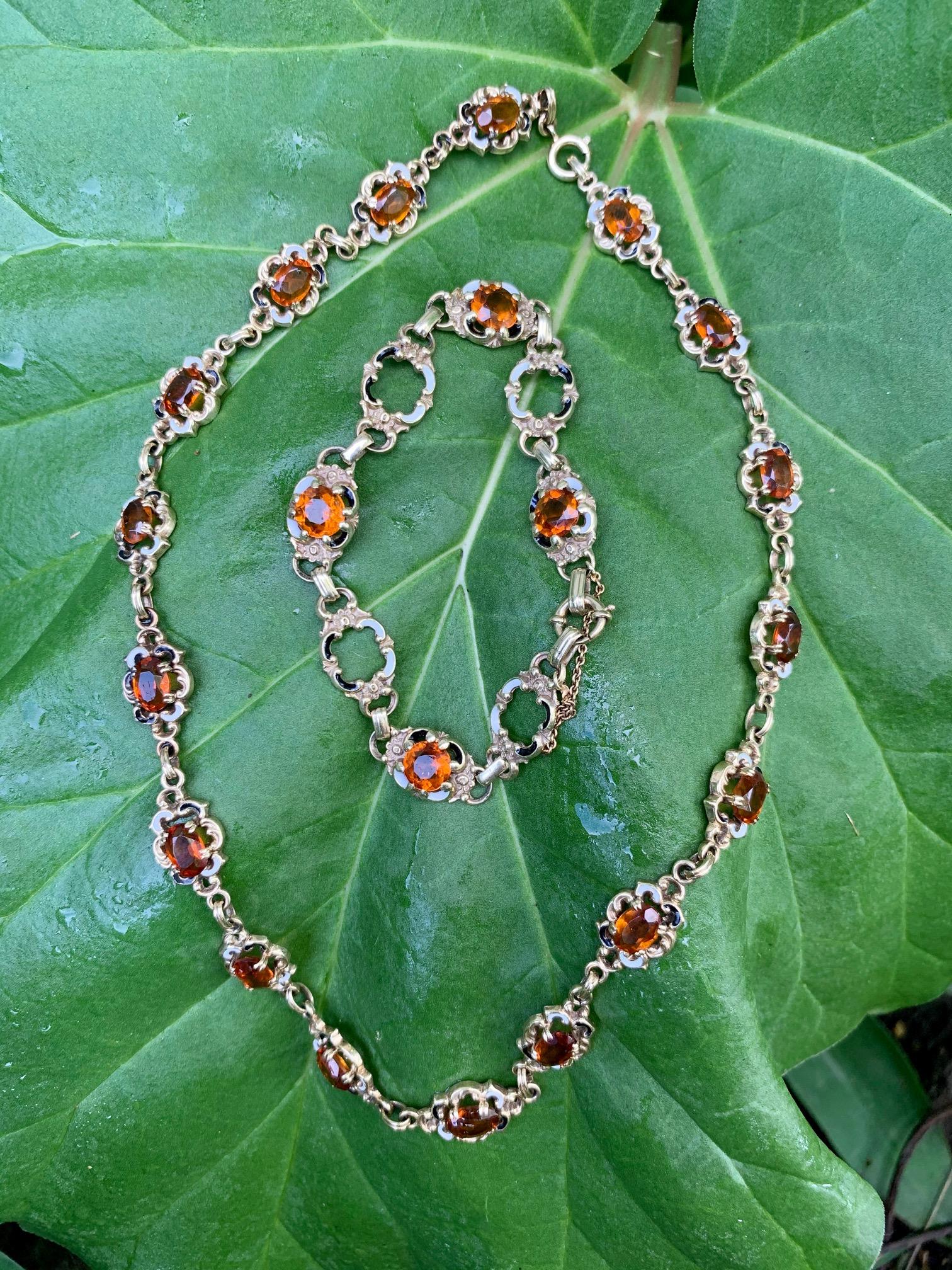 Oval Cut Vintage Citrine Necklace and Matching Bracelet in 14 Karat Yellow Gold Citrine
