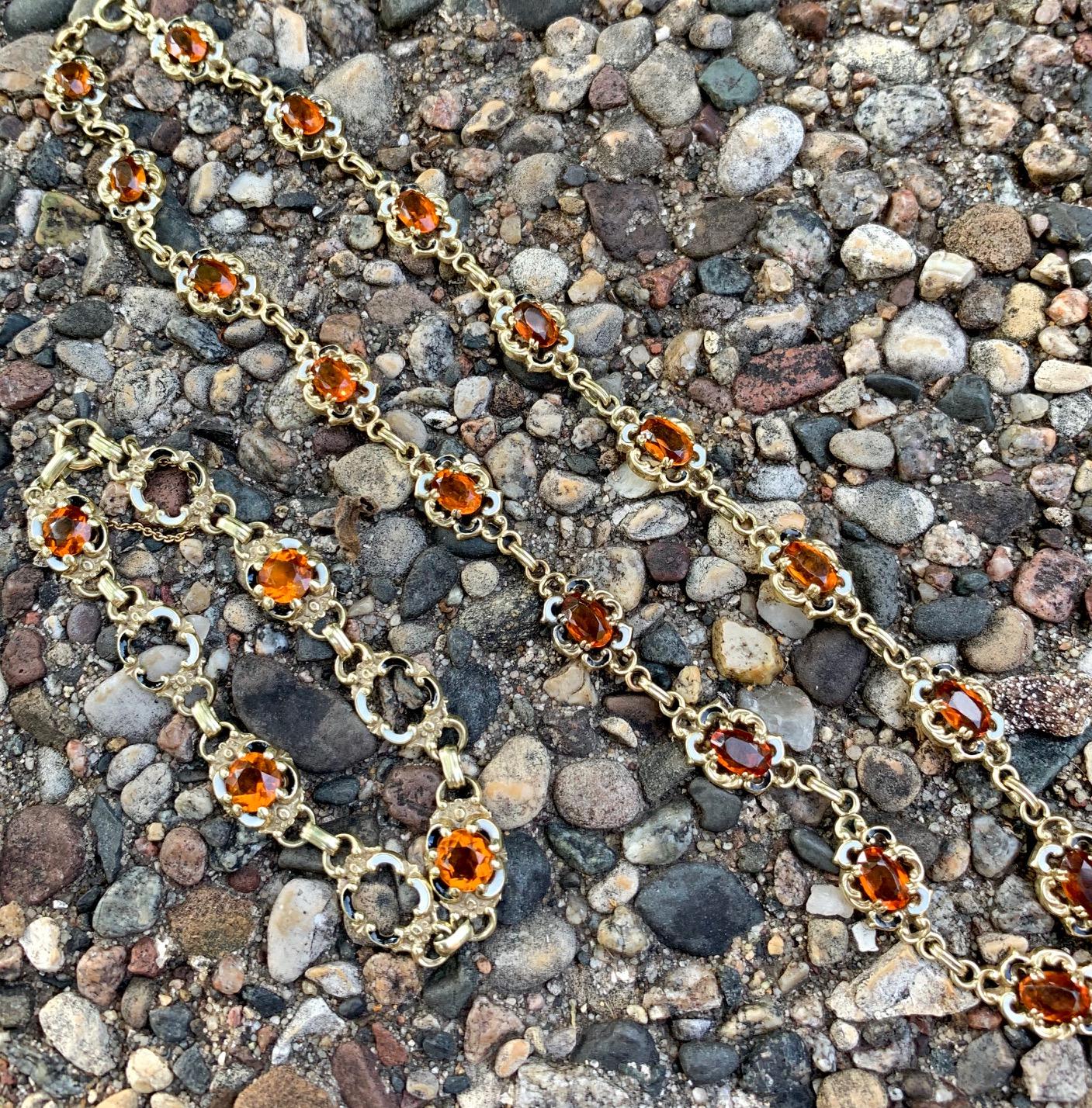 Vintage Citrine Necklace and Matching Bracelet in 14 Karat Yellow Gold Citrine In Good Condition In St. Louis Park, MN
