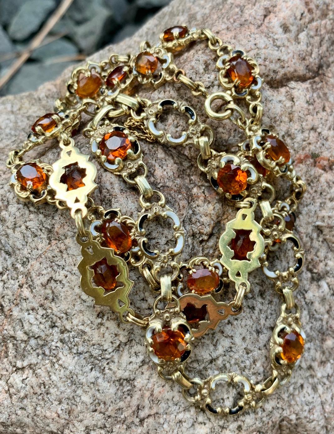 Vintage Citrine Necklace and Matching Bracelet in 14 Karat Yellow Gold Citrine 2