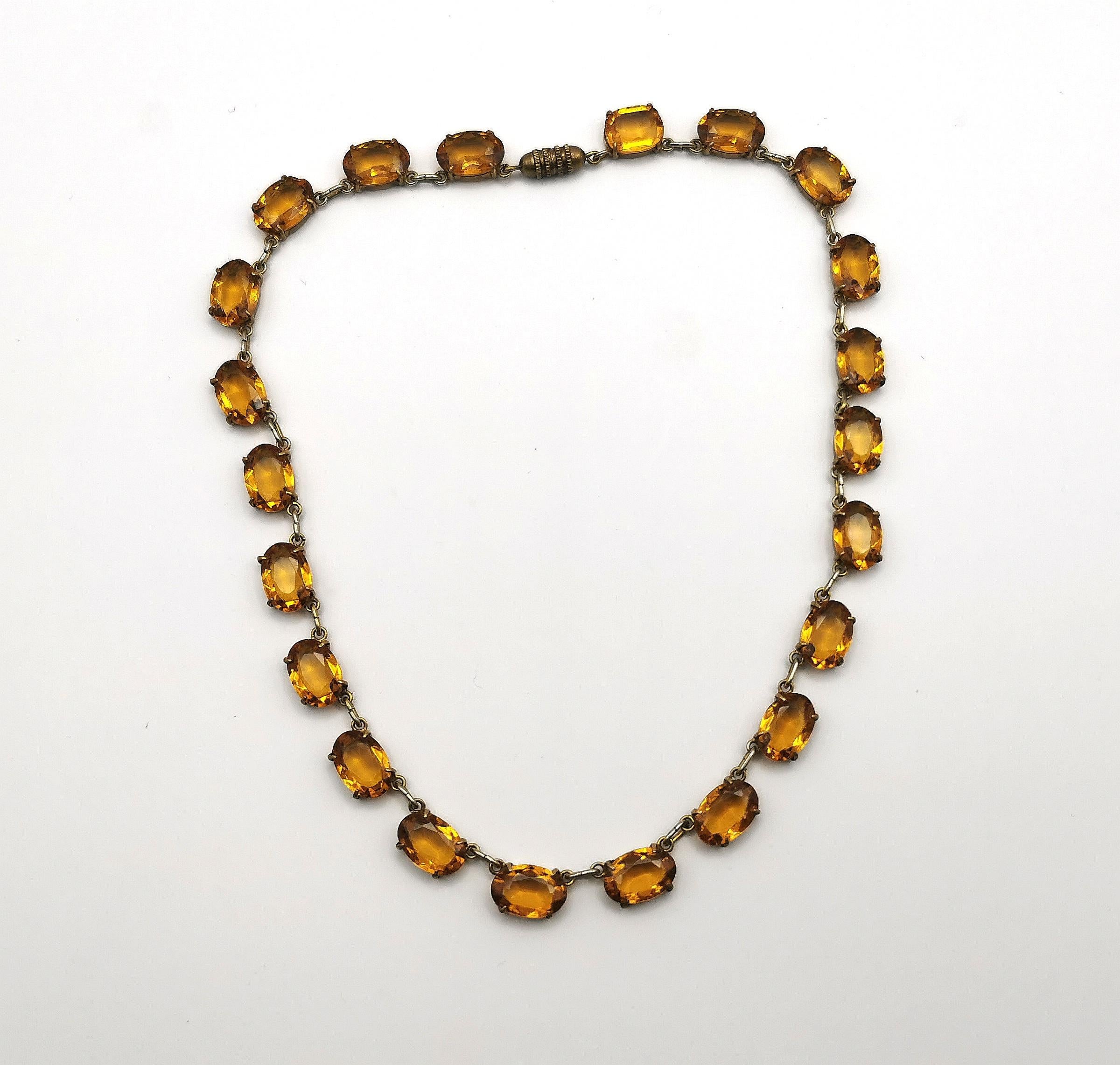 Vintage Citrine paste riviere necklace and earrings, demi parure 6
