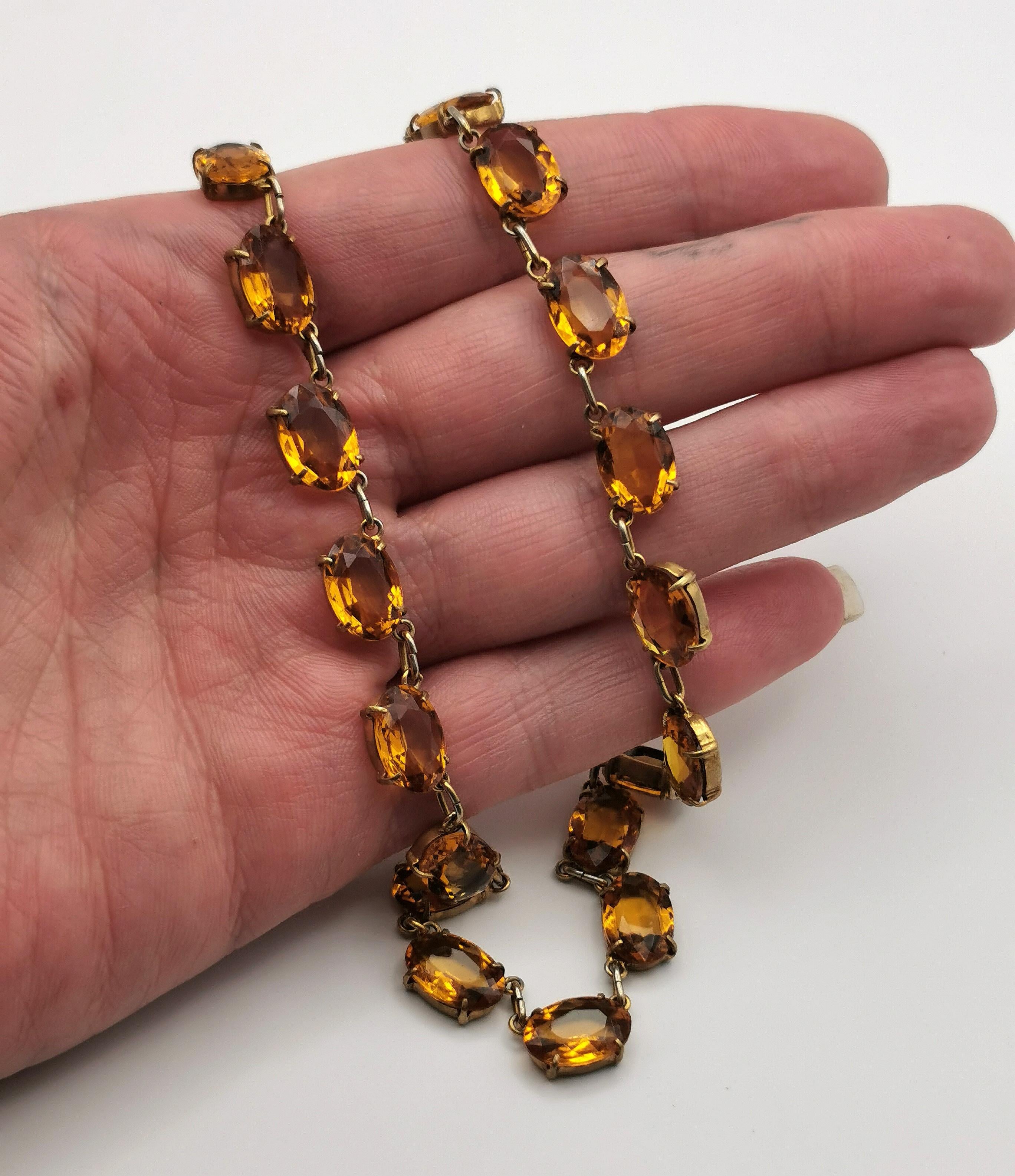 Vintage Citrine paste riviere necklace and earrings, demi parure 7
