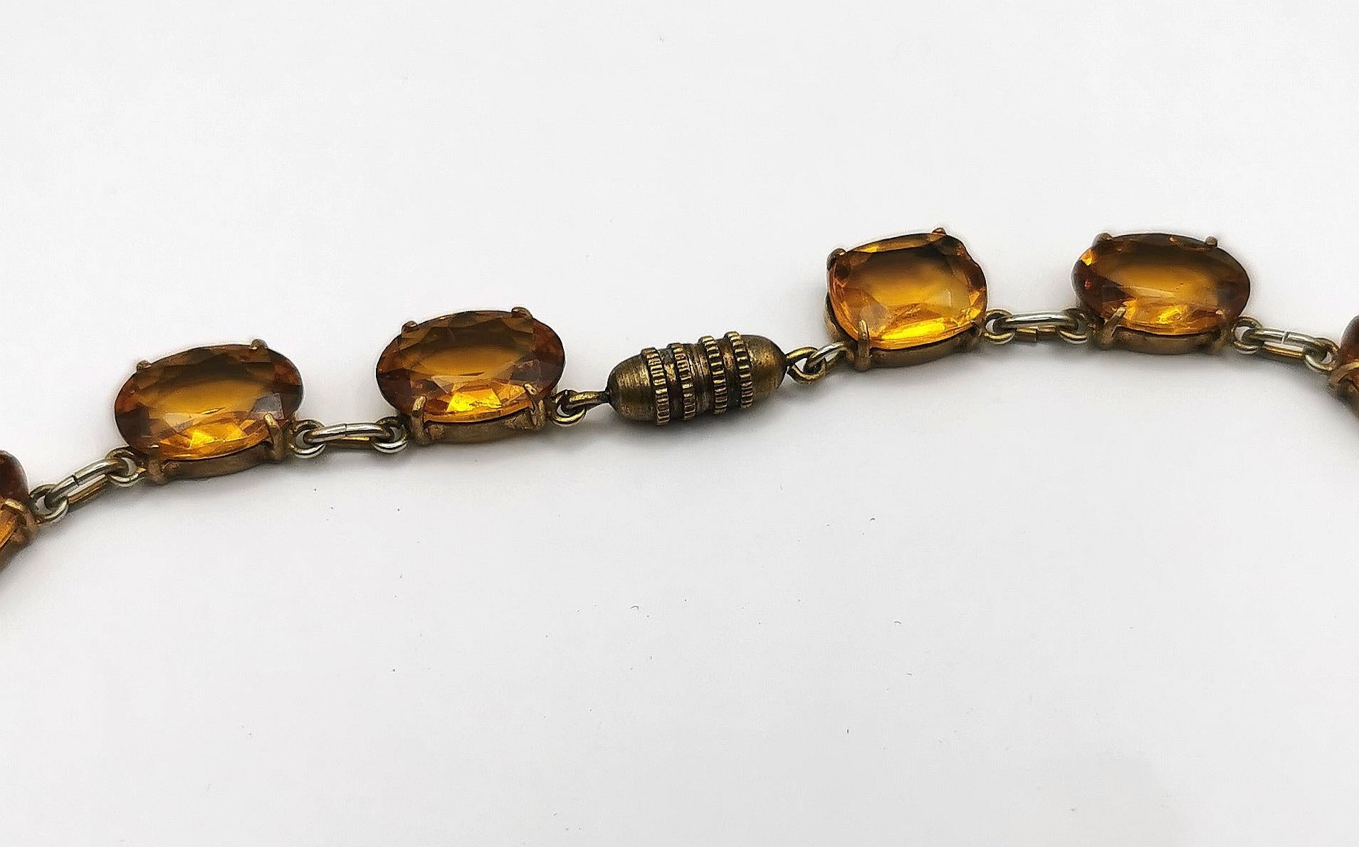 Vintage Citrine paste riviere necklace and earrings, demi parure 8