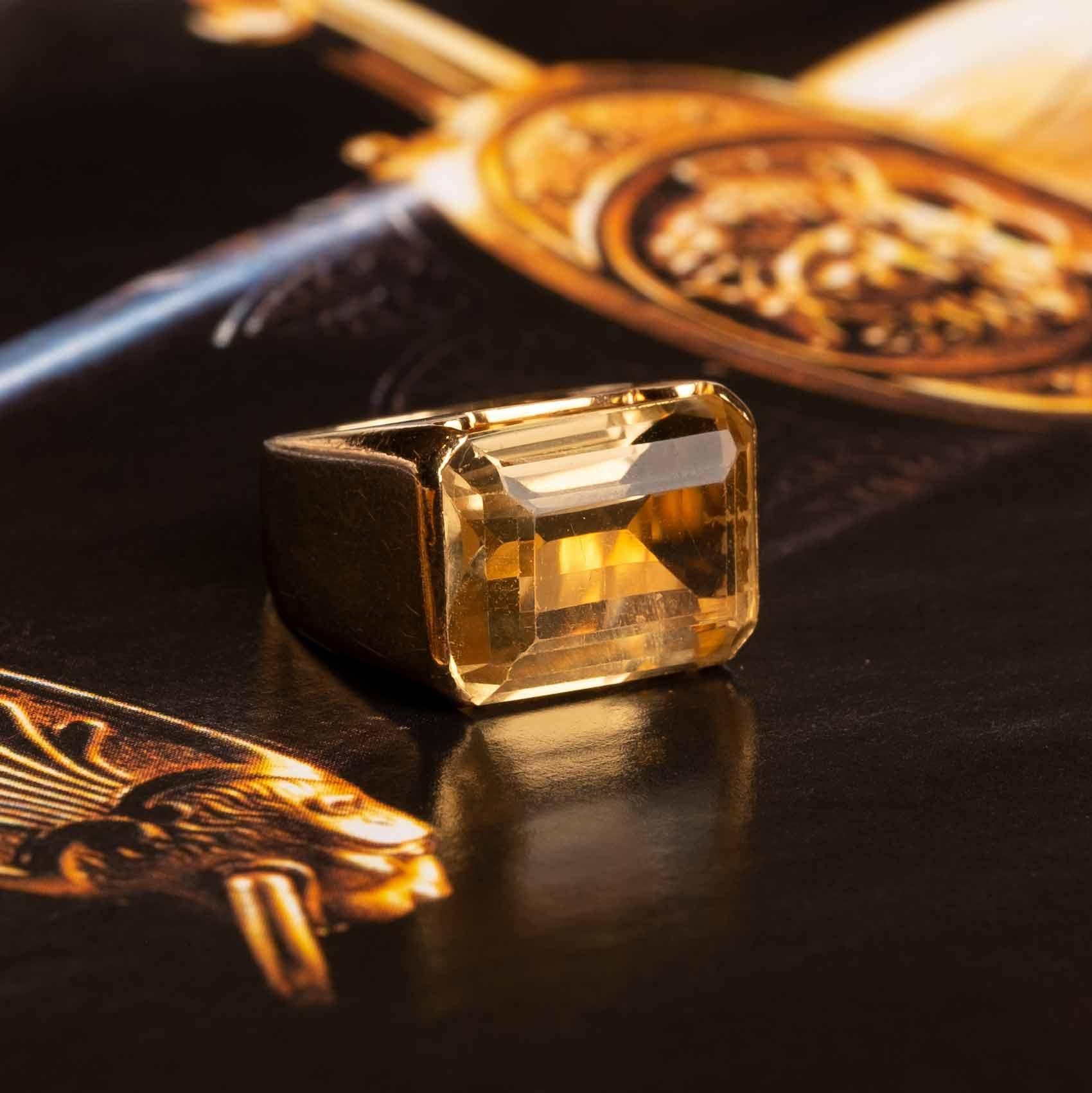 Bague vintage en quartz citrine Unisexe en vente