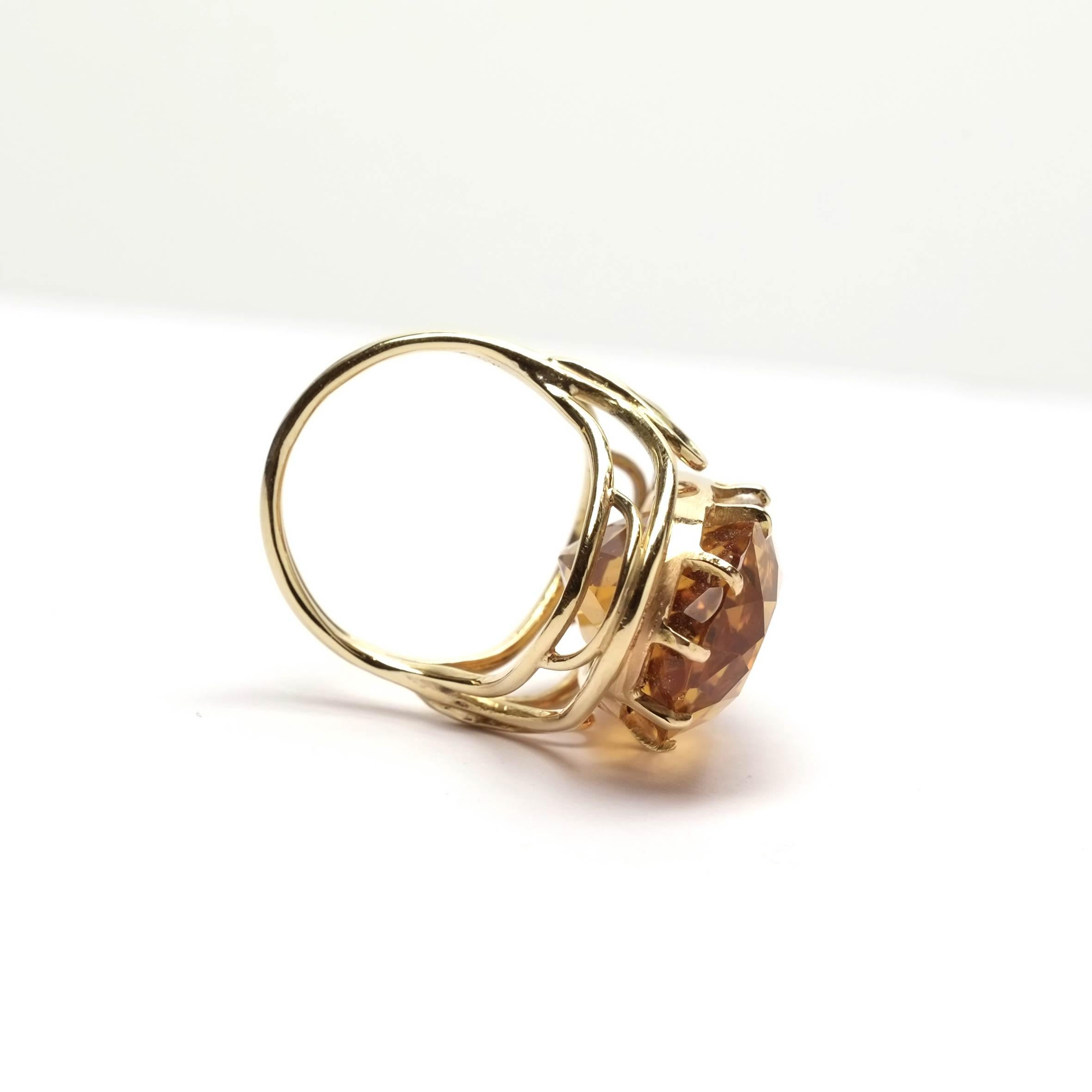 Oval Cut Vintage Citrine Quarz Ring For Sale