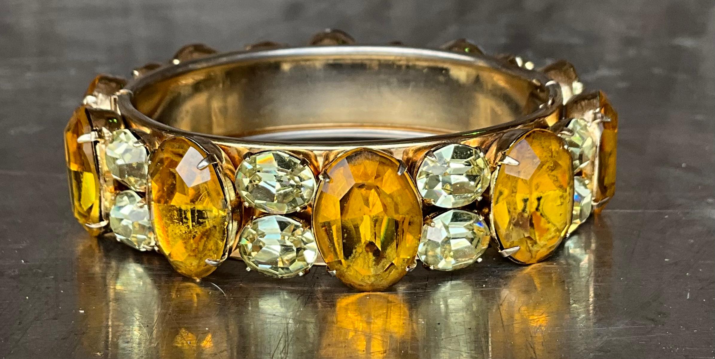 da uomo o donna Bangle vintage con citrino e strass in vendita