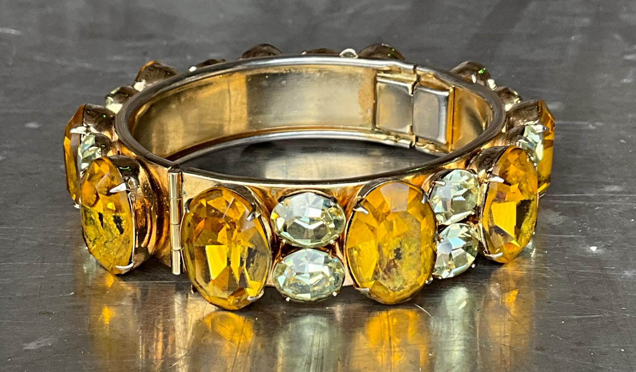 Bangle vintage con citrino e strass in vendita 1