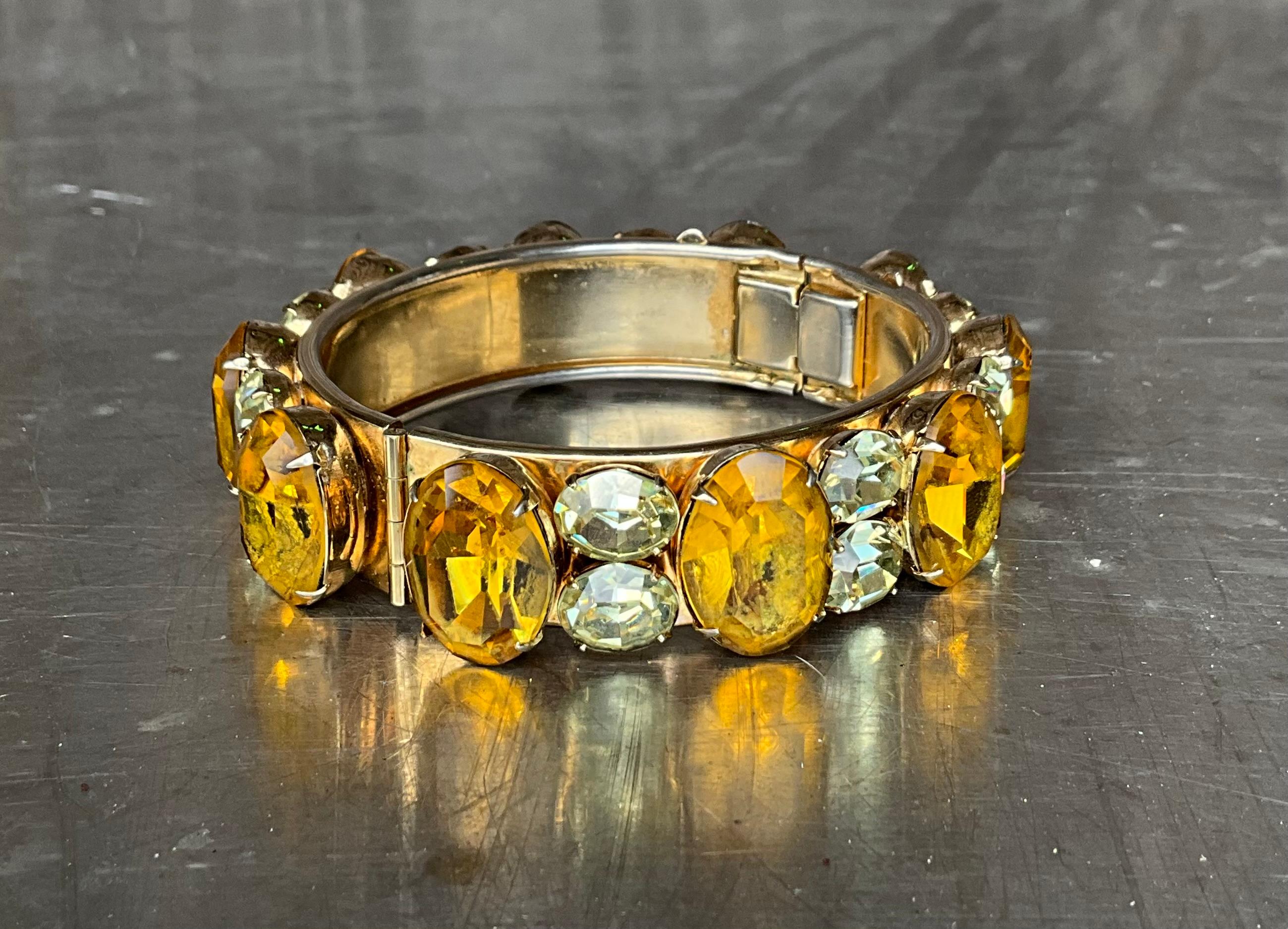 Bangle vintage con citrino e strass in vendita 2