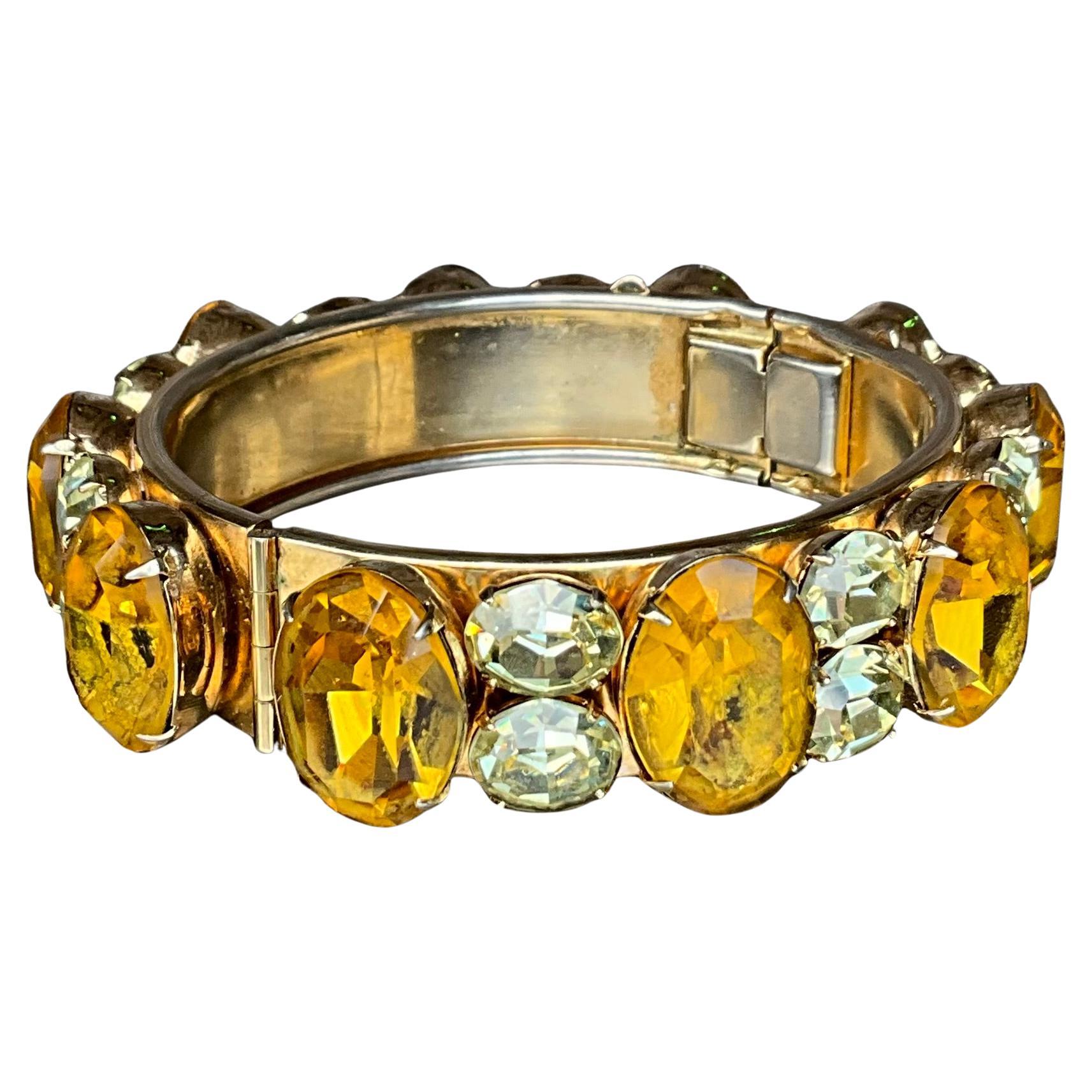 Bangle vintage con citrino e strass in vendita