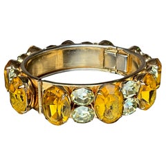 Vintage Citrine & Rhinestone Bangle