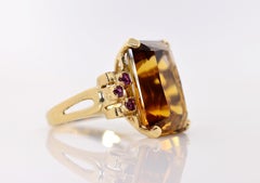 Vintage Citrine Ruby Gold Ring