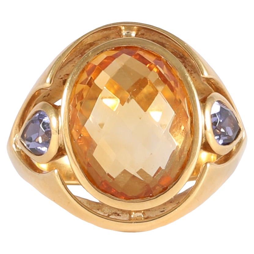 Vintage Citrine Sapphire Gold Ring