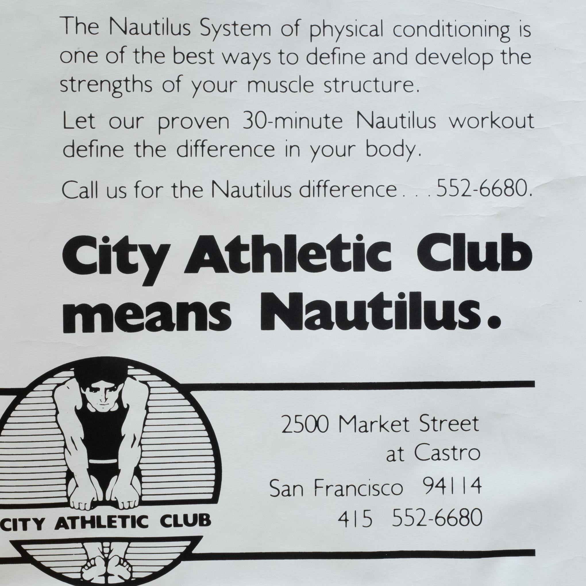 Vintage-Poster des City Athletic Club, The Castro, San Francisco, ca. 1981 (amerikanisch) im Angebot