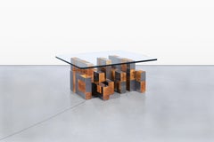 Vintage “Cityscape” Burl and Gunmetal Coffee Table by Paul Evans for Directional