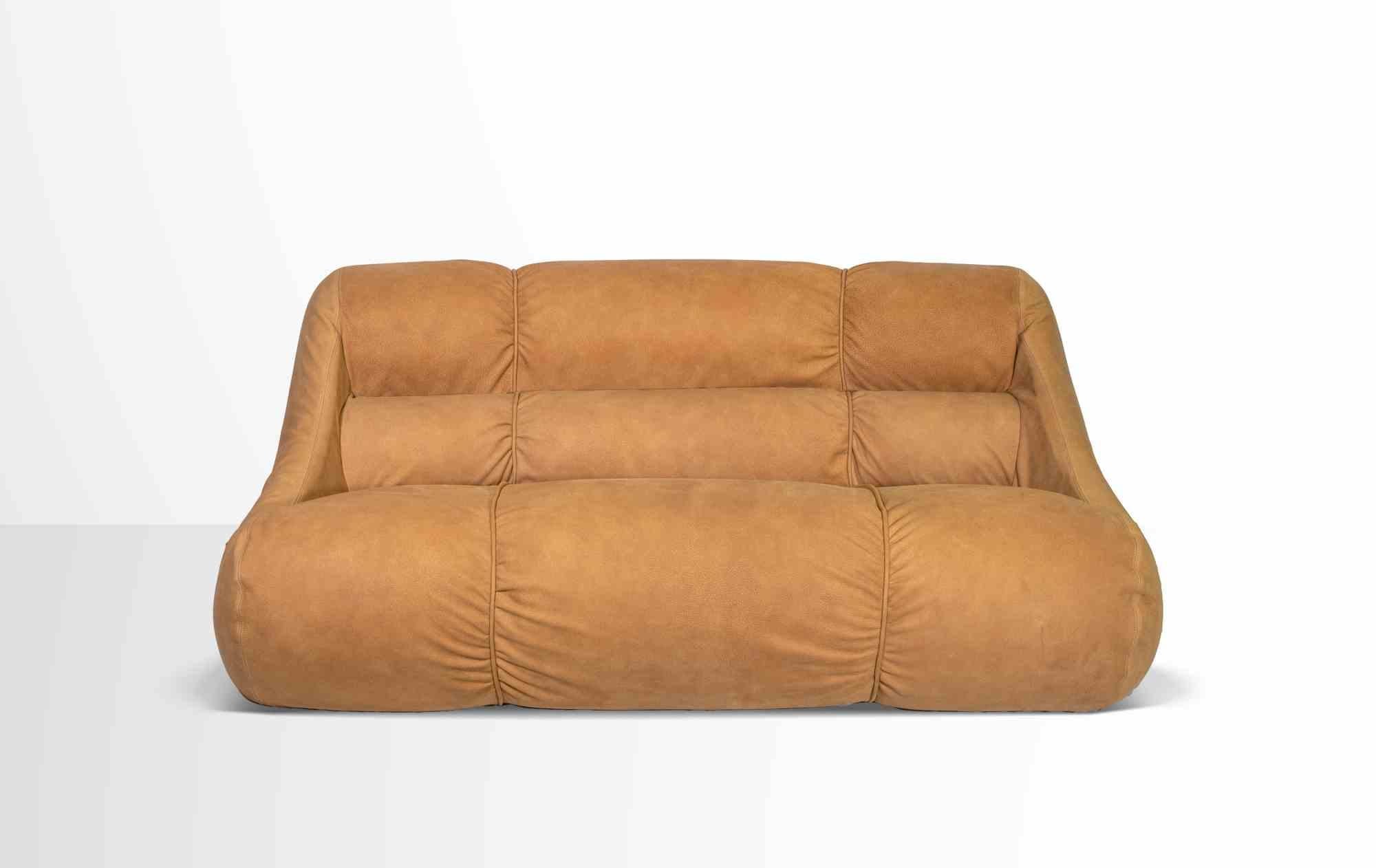 Stainless Steel Vintage Ciuingam Leather Sofa by De Pas, D'Urbino and Lomazzi for Zanotta-1960s For Sale