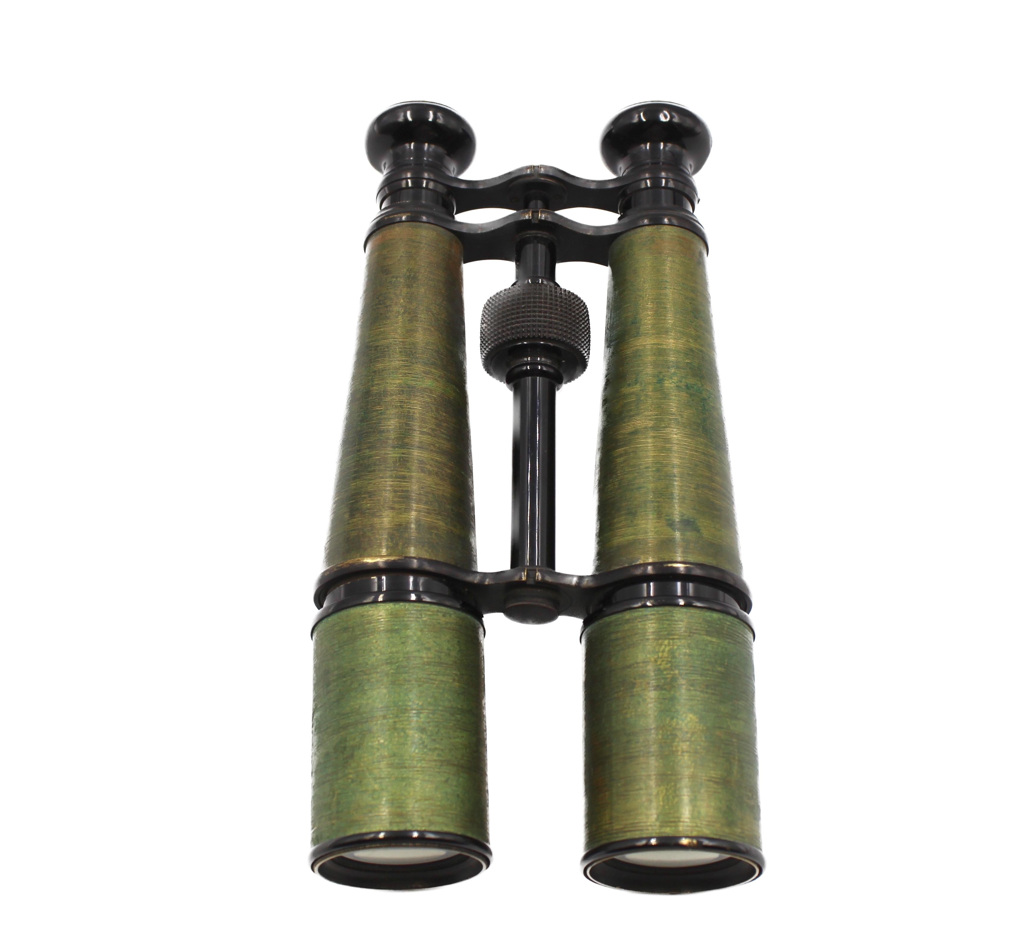 Presented is an original pair of Civil War-era field glasses. The glasses, an intricate example of brass and glass technology, were made in Philadelphia, Pennsylvania by the company Queen & Co. The glasses are stamped “Queen & Co., Phila” along the