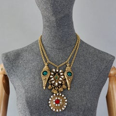 Vintage CLAIRE DEVE Collana con multi charme in vetro bizantino
