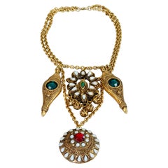 Vintage CLAIRE DEVE Collana con multi charme in vetro bizantino