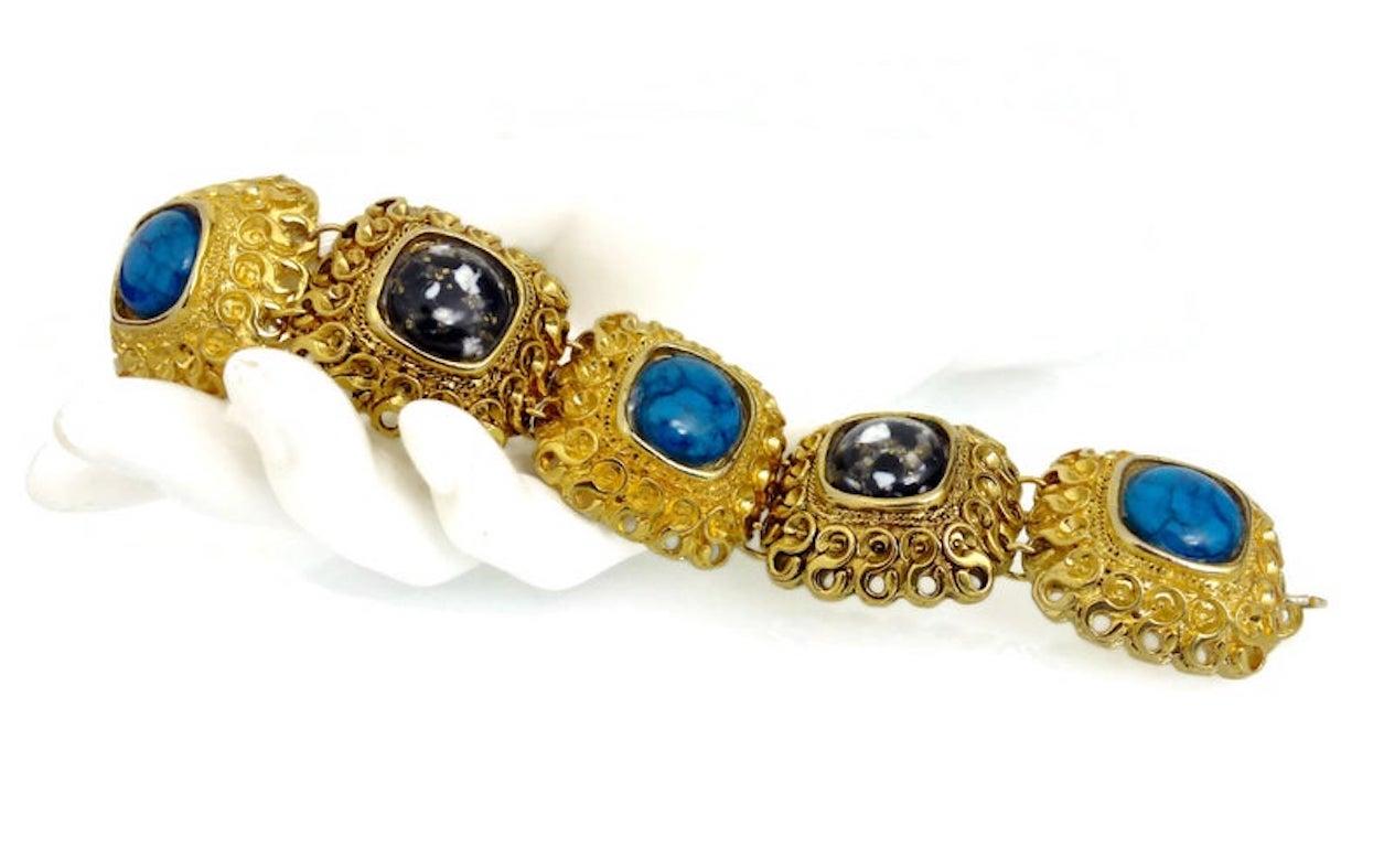 Vintage Claire Deve Byzantine Turquoise Stone Bracelet In Good Condition For Sale In Kingersheim, Alsace