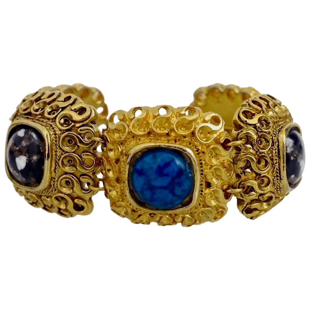 Vintage Claire Deve Byzantine Turquoise Stone Bracelet For Sale