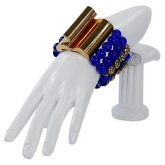 Claire Deve Bracelet vintage en or et verre bleu