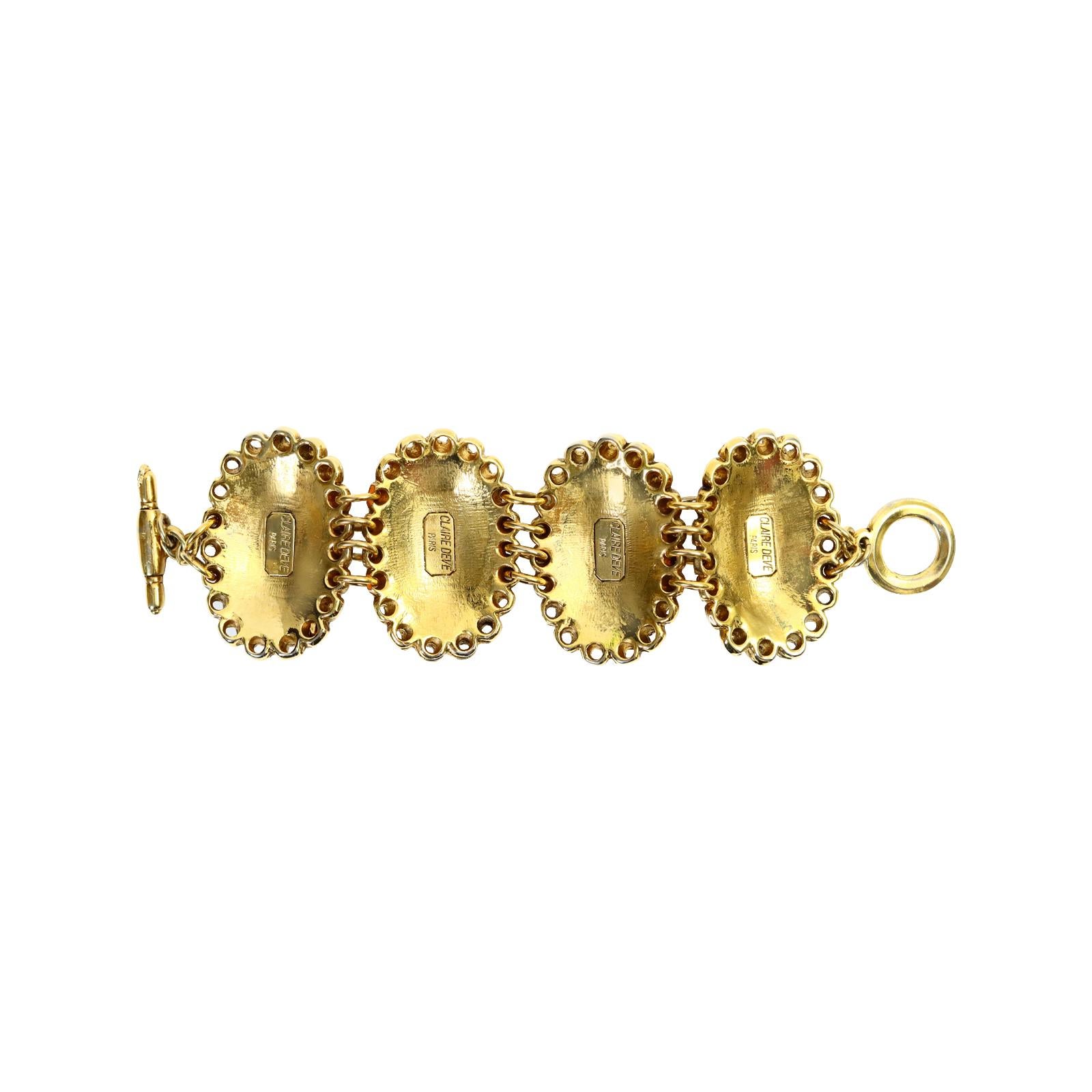 Vintage Claire Deve Gold Tone Mogul Resin Bracelet Circa 1980s For Sale 2