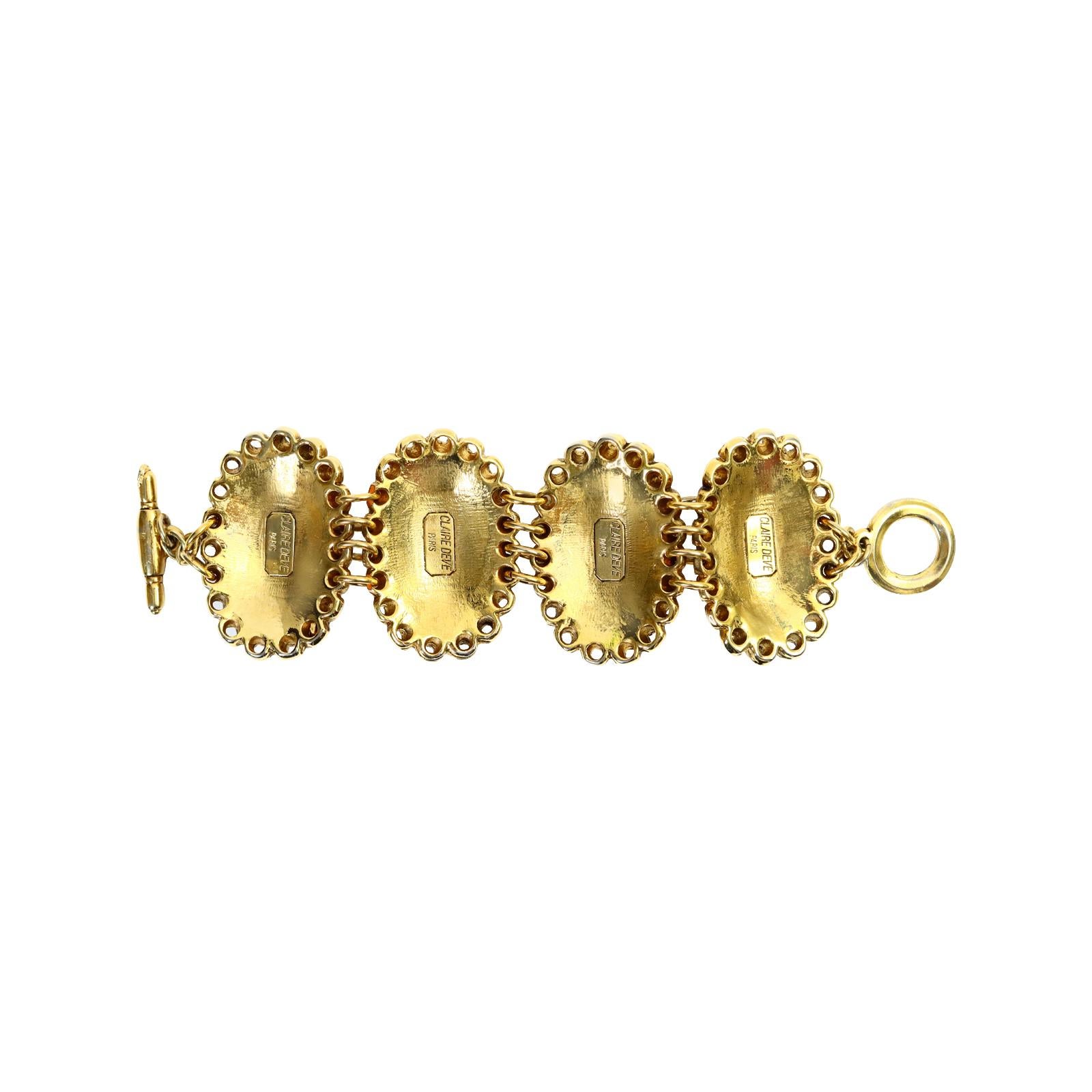 Vintage Claire Deve Pulsera de Resina Mogul Tono Dorado Circa Década de 1980 en venta 2