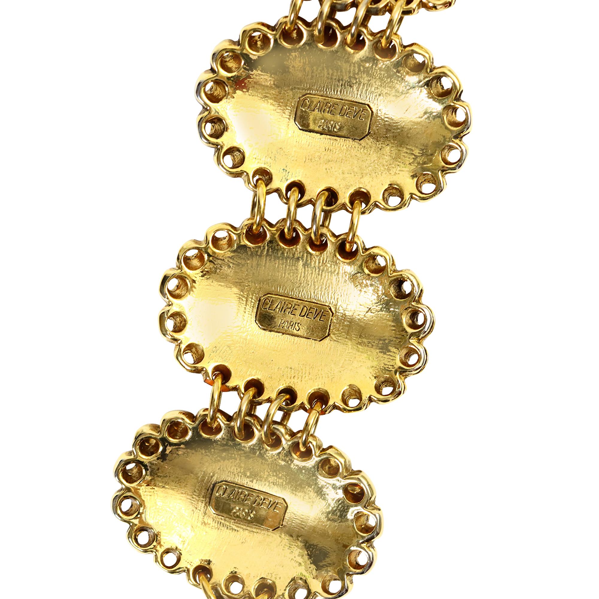Vintage Claire Deve Gold Tone Mogul Resin Bracelet Circa 1980s For Sale 3