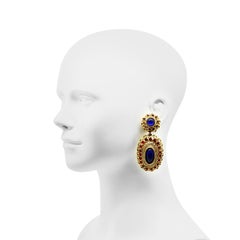 Vintage Claire Deve Gold Tone Mogul Resin Earrings Circa 1980s