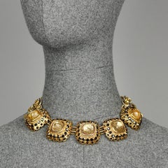 Vintage CLAIRE DEVE Jewelled Arabesque Chunky Necklace