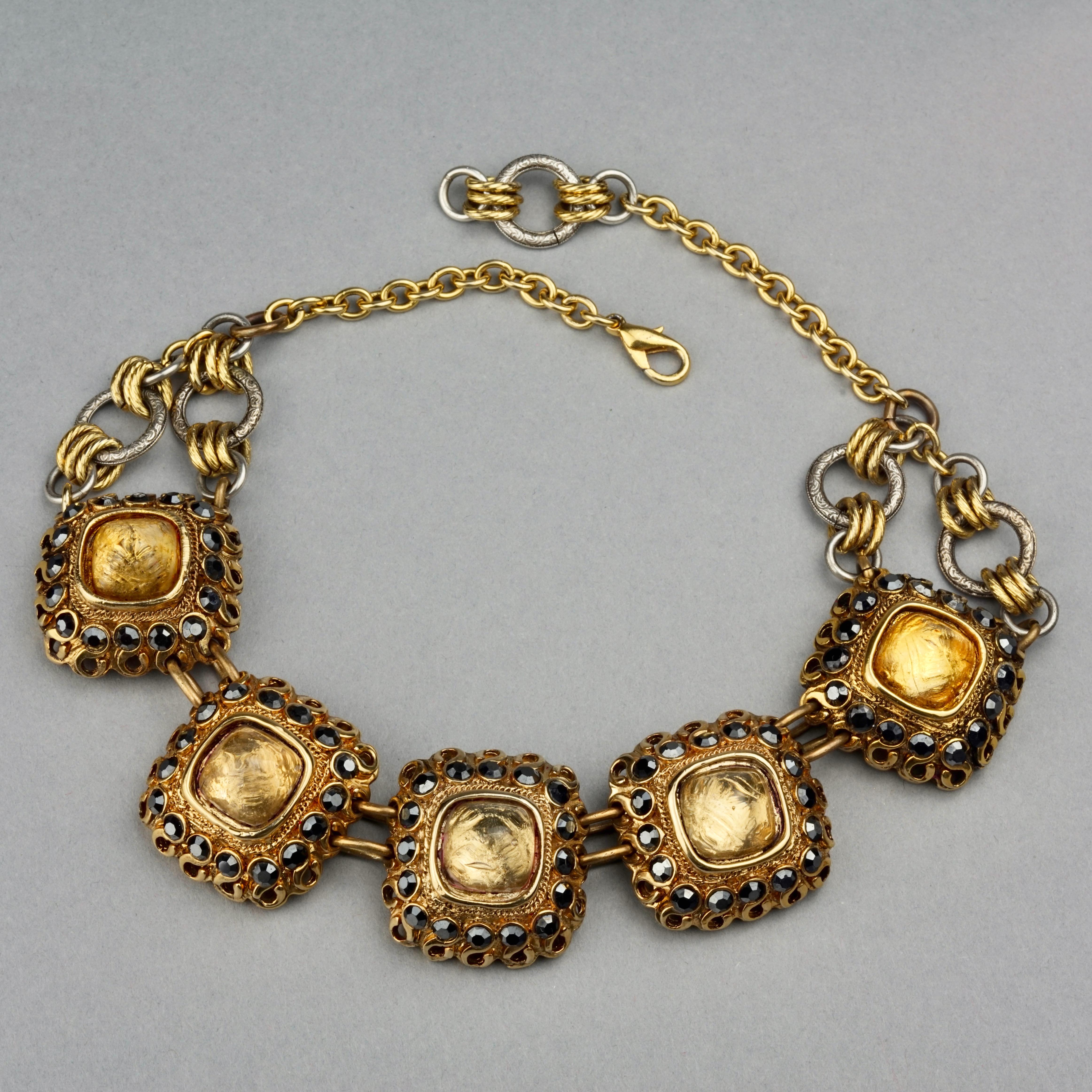 Vintage CLAIRE DEVE Jewelled Arabesque Chunky Necklace In Good Condition In Kingersheim, Alsace