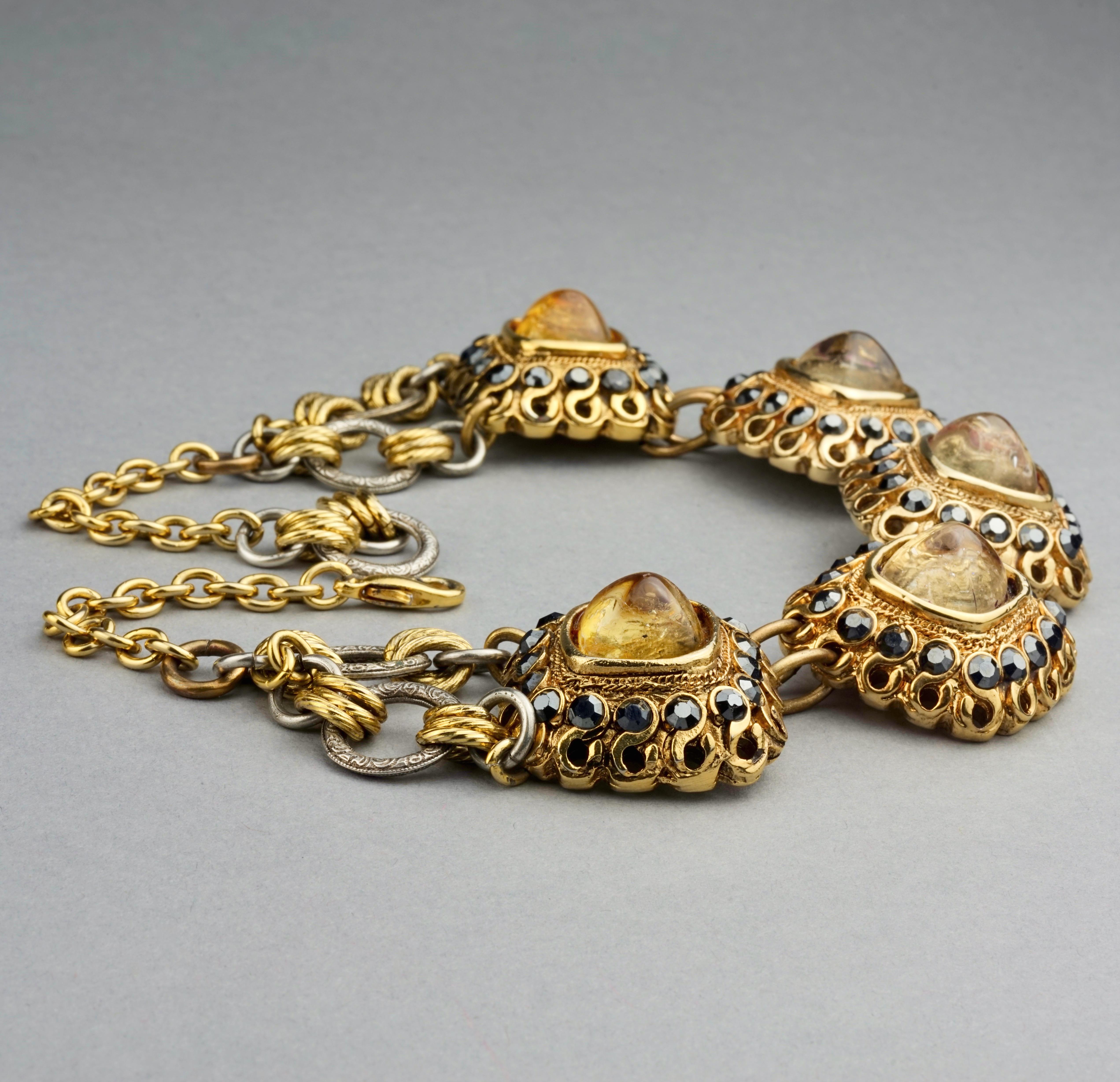 Women's Vintage CLAIRE DEVE Jewelled Arabesque Chunky Necklace