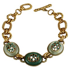 Vintage CLAIRE DEVE Oval Pastel Charm Rhinestones Necklace