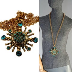 Vintage CLAIRE DEVE Sunburst Rhinestone Long Necklace