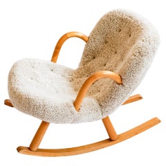 Silla mecedora Vintage Clam de Arnold Madsen para Madsen & Schubell, Dinamarca 1944