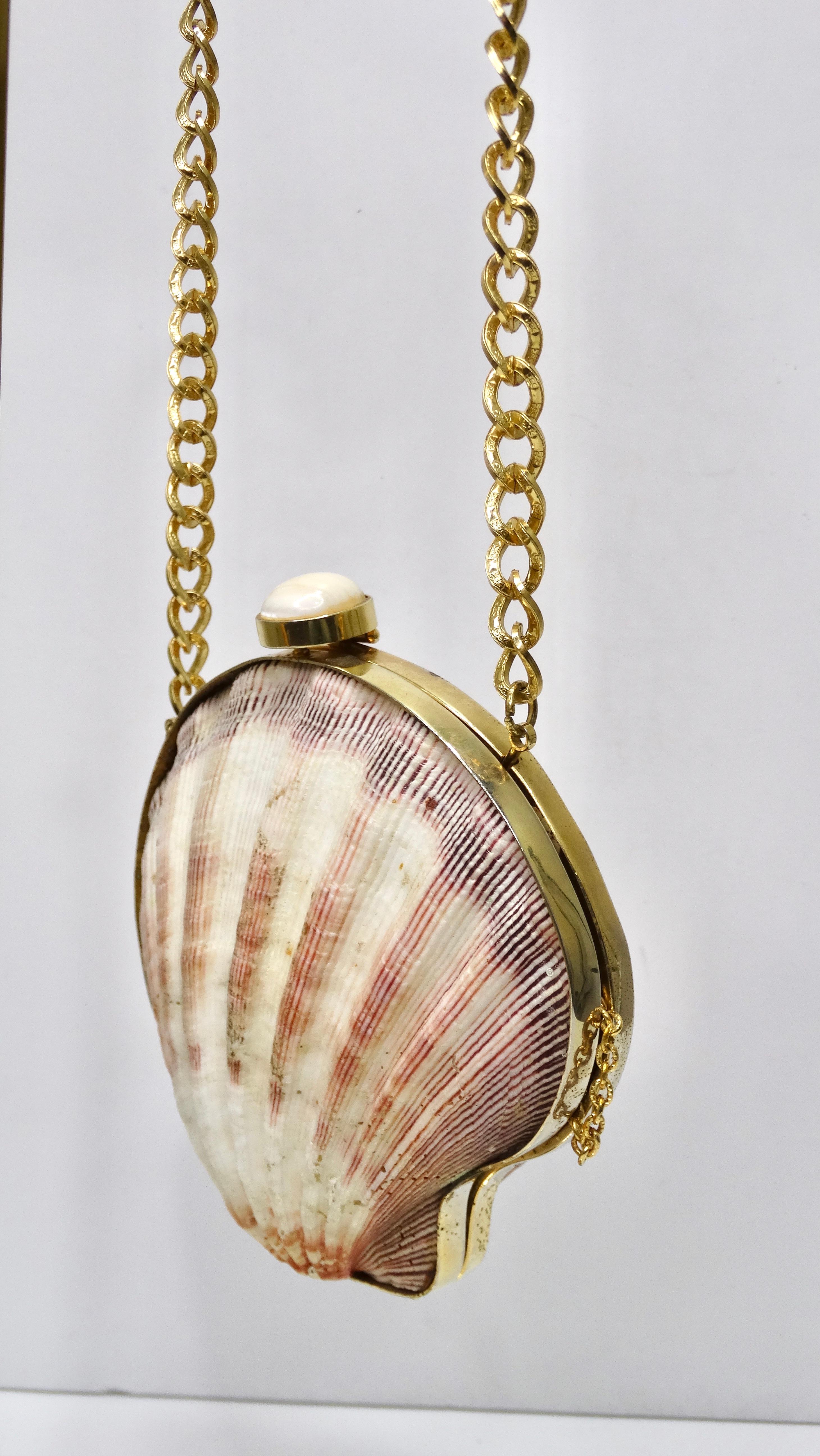 Women's or Men's Vintage Clam Seashell Evening Bag For Sale