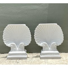 Vintage Clam Shell Pedestals - Set Of 2