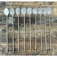 Vintage Clamshell Iced Tea Spoons - Set of 9