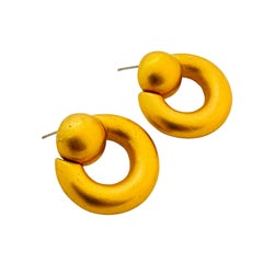 Vintage CLARA matte gold door knocker designer runway earrings