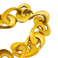 Vintage CLARA STUDIO  matte gold chain logo designer runway necklace