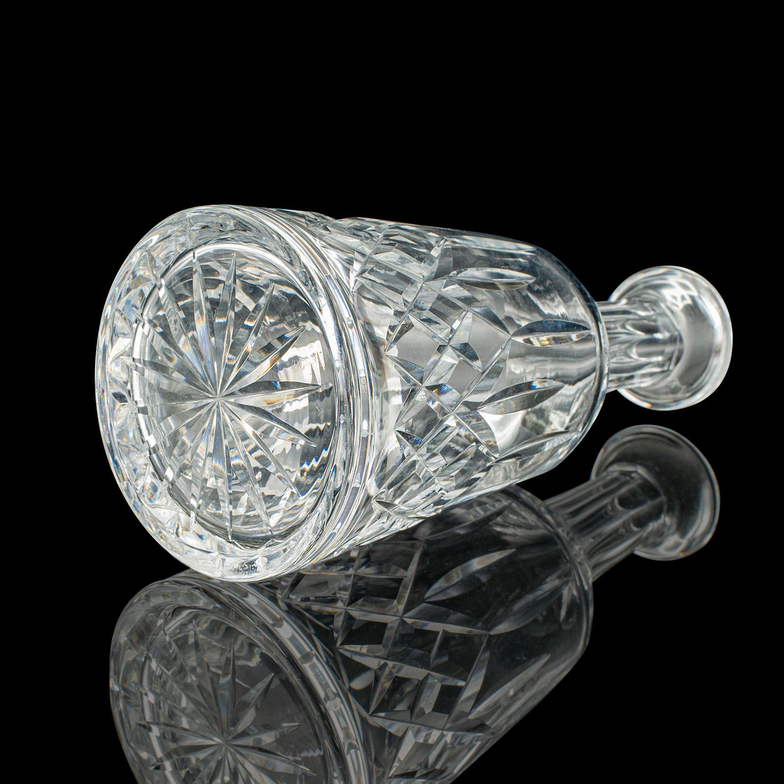 Vintage Claret Decanter, English, Cut Crystal Glass, Spirit Vessel, Circa 1970 For Sale 3