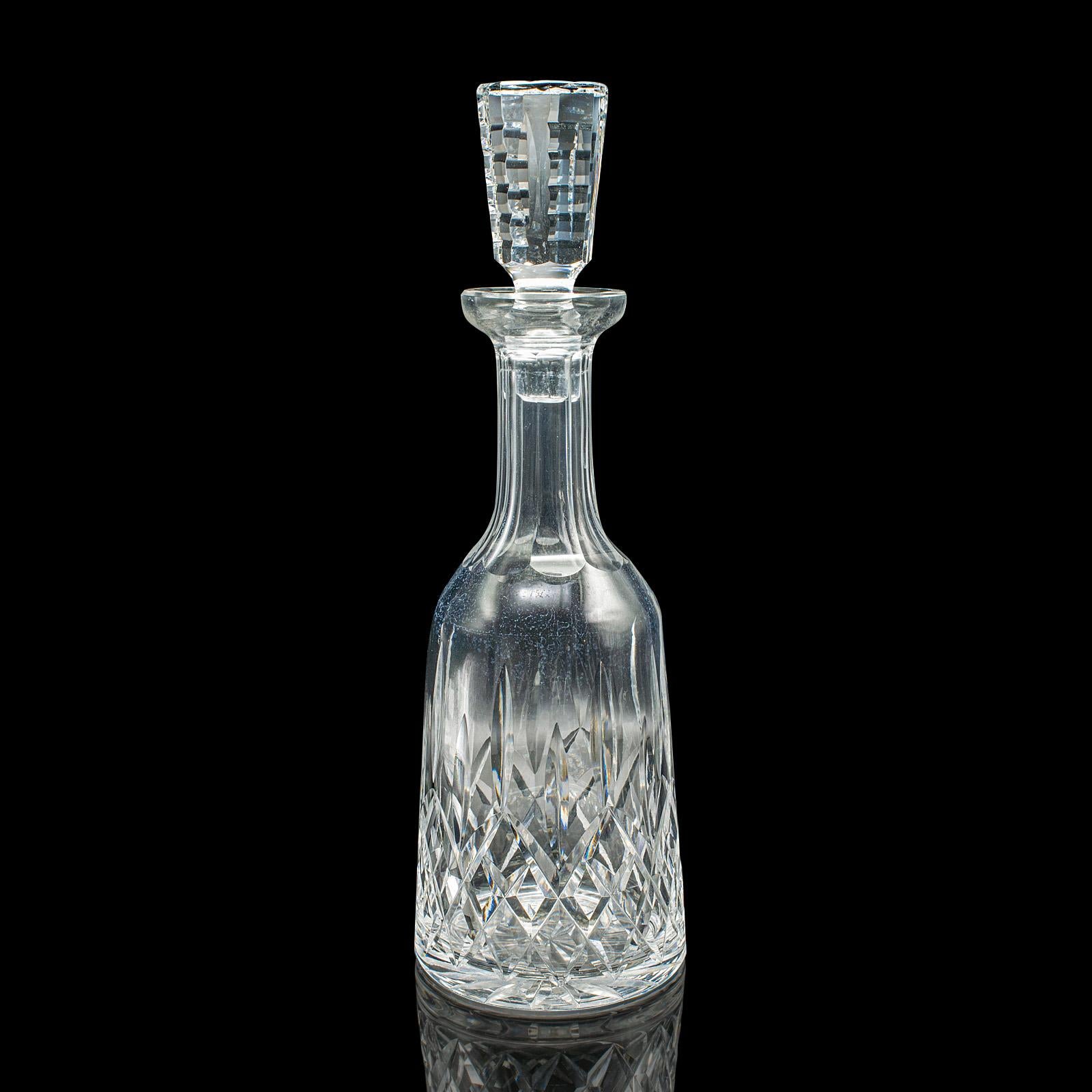Vintage Claret Decanter, English, Cut Crystal Glass, Spirit Vessel, Circa 1970 In Good Condition For Sale In Hele, Devon, GB