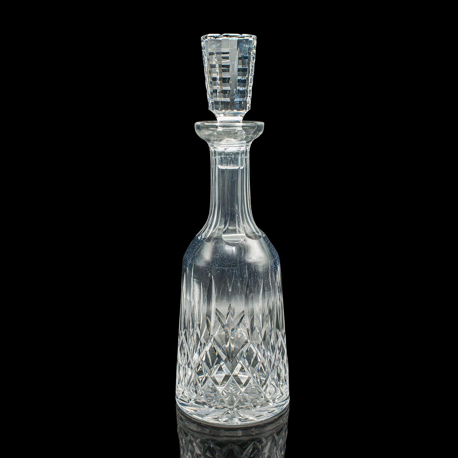 Late 20th Century Vintage Claret Decanter, English, Cut Crystal Glass, Spirit Vessel, Circa 1970 For Sale